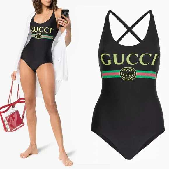 タンキニ Gucci Black Logo One Piece Swimwear Gucci | Swim | Gucci Swimsuit Sparkling Black Web Logo